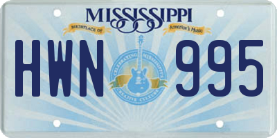 MS license plate HWN995