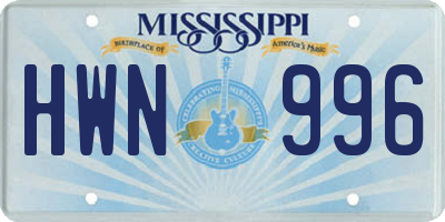 MS license plate HWN996
