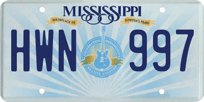 MS license plate HWN997