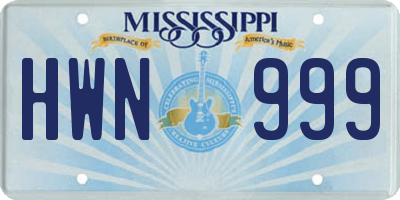 MS license plate HWN999