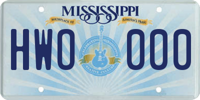 MS license plate HWO000