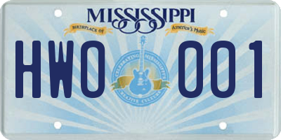 MS license plate HWO001