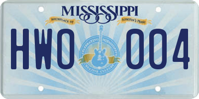 MS license plate HWO004