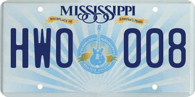 MS license plate HWO008
