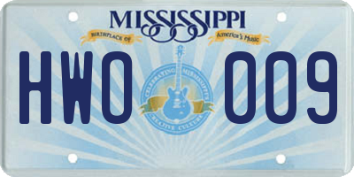 MS license plate HWO009