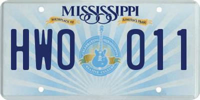 MS license plate HWO011