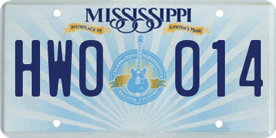 MS license plate HWO014