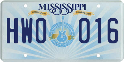 MS license plate HWO016