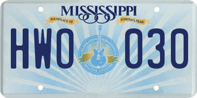 MS license plate HWO030