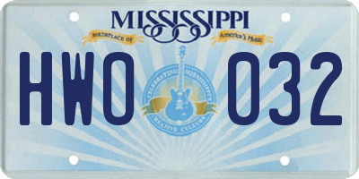 MS license plate HWO032