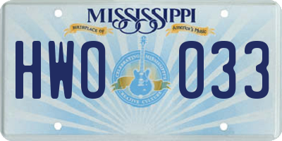 MS license plate HWO033