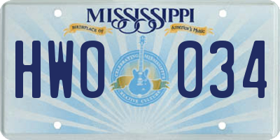 MS license plate HWO034