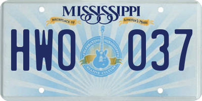 MS license plate HWO037