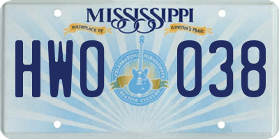 MS license plate HWO038