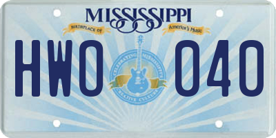 MS license plate HWO040