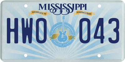MS license plate HWO043