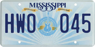 MS license plate HWO045