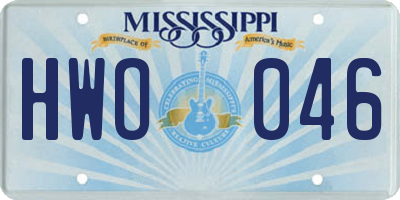 MS license plate HWO046