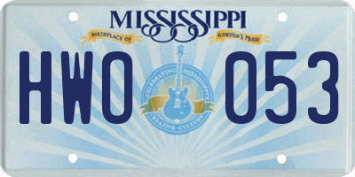 MS license plate HWO053