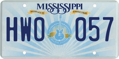 MS license plate HWO057