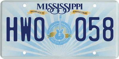 MS license plate HWO058