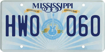 MS license plate HWO060