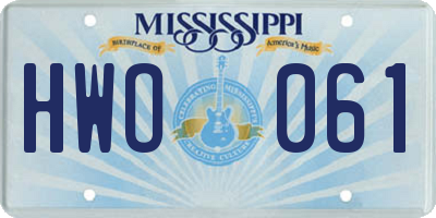 MS license plate HWO061