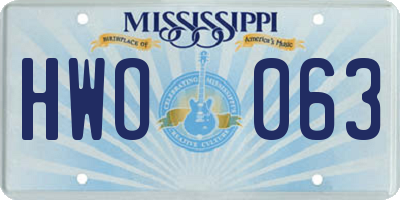 MS license plate HWO063