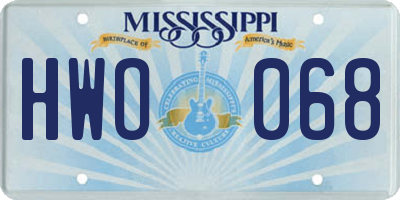 MS license plate HWO068