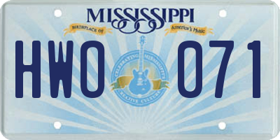 MS license plate HWO071