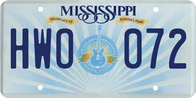 MS license plate HWO072