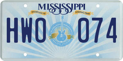 MS license plate HWO074