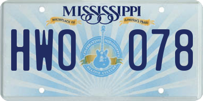 MS license plate HWO078