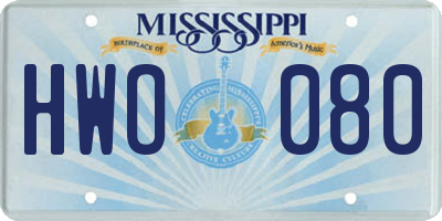 MS license plate HWO080