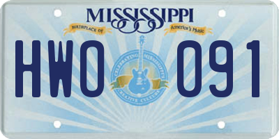 MS license plate HWO091