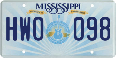 MS license plate HWO098