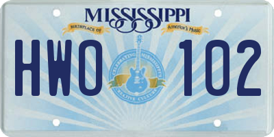 MS license plate HWO102