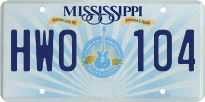 MS license plate HWO104