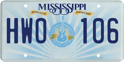 MS license plate HWO106