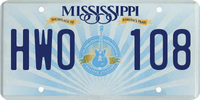 MS license plate HWO108
