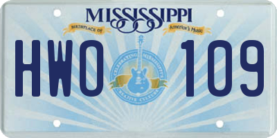 MS license plate HWO109