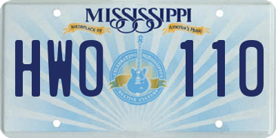 MS license plate HWO110