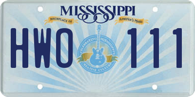 MS license plate HWO111
