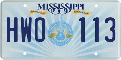 MS license plate HWO113