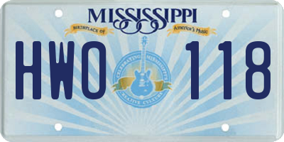 MS license plate HWO118