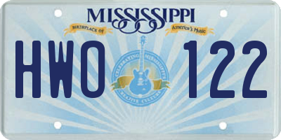 MS license plate HWO122
