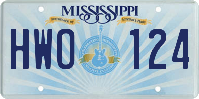 MS license plate HWO124