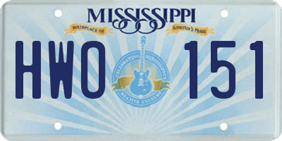 MS license plate HWO151