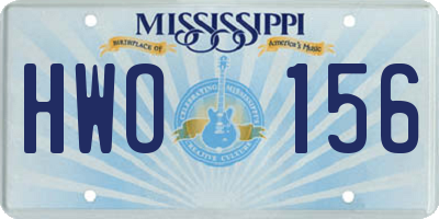 MS license plate HWO156