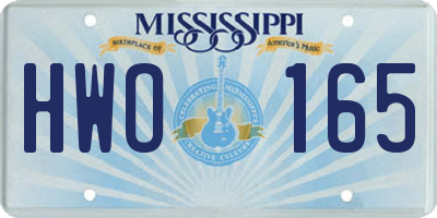 MS license plate HWO165